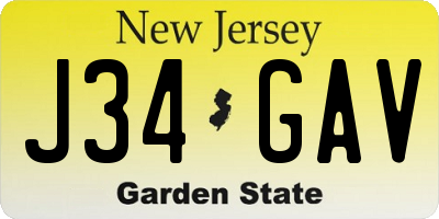 NJ license plate J34GAV