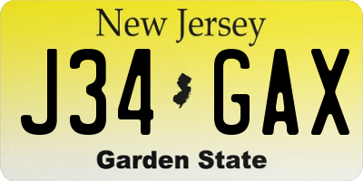 NJ license plate J34GAX