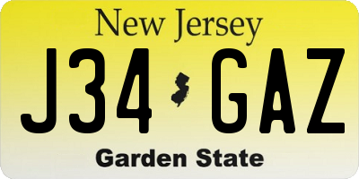 NJ license plate J34GAZ