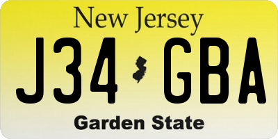 NJ license plate J34GBA