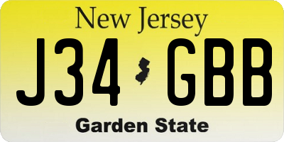 NJ license plate J34GBB