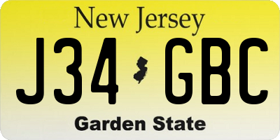 NJ license plate J34GBC