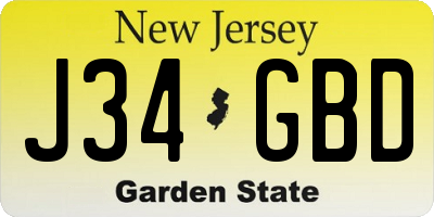 NJ license plate J34GBD