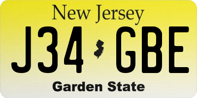 NJ license plate J34GBE