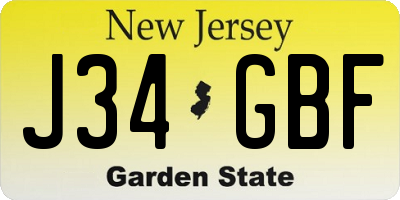 NJ license plate J34GBF