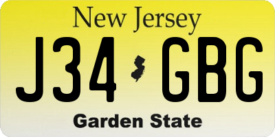 NJ license plate J34GBG