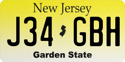 NJ license plate J34GBH