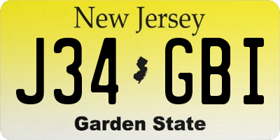 NJ license plate J34GBI