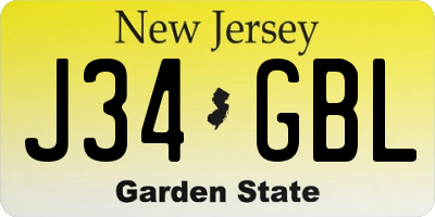 NJ license plate J34GBL