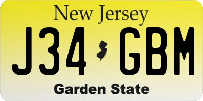 NJ license plate J34GBM