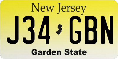 NJ license plate J34GBN