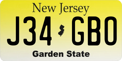 NJ license plate J34GBO