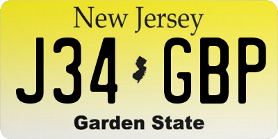 NJ license plate J34GBP