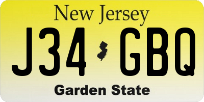 NJ license plate J34GBQ