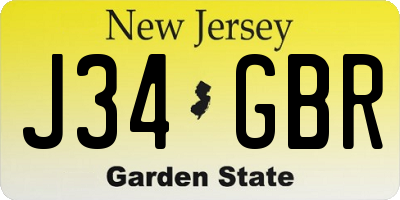 NJ license plate J34GBR