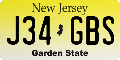 NJ license plate J34GBS