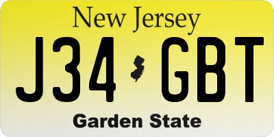 NJ license plate J34GBT