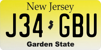 NJ license plate J34GBU