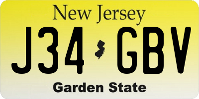 NJ license plate J34GBV