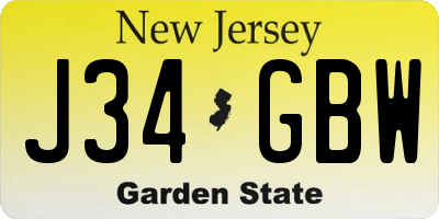 NJ license plate J34GBW