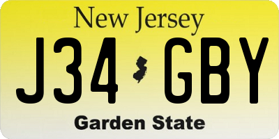 NJ license plate J34GBY