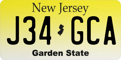 NJ license plate J34GCA