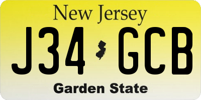 NJ license plate J34GCB