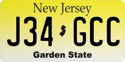 NJ license plate J34GCC