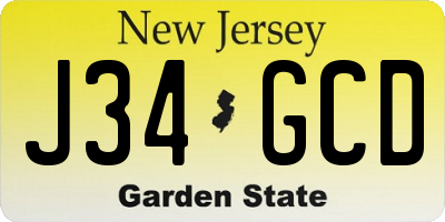 NJ license plate J34GCD