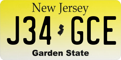 NJ license plate J34GCE