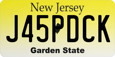 NJ license plate J45PDCK