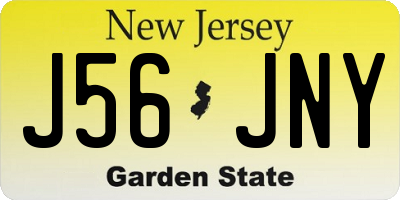 NJ license plate J56JNY