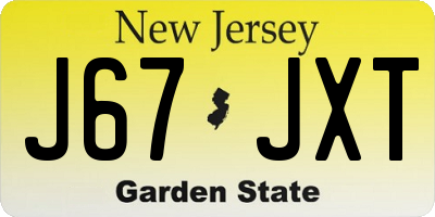 NJ license plate J67JXT