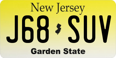 NJ license plate J68SUV