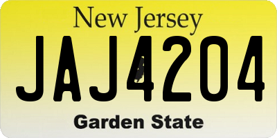 NJ license plate JAJ4204