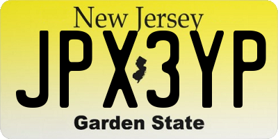 NJ license plate JPX3YP