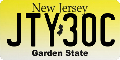 NJ license plate JTY30C