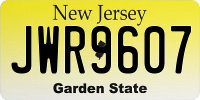 NJ license plate JWR9607