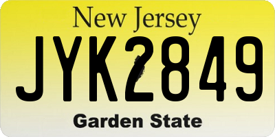 NJ license plate JYK2849