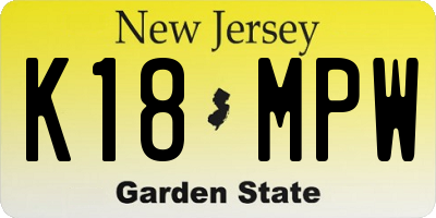 NJ license plate K18MPW