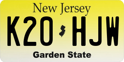 NJ license plate K20HJW