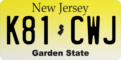 NJ license plate K81CWJ