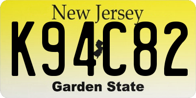 NJ license plate K94C82