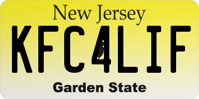 NJ license plate KFC4LIF