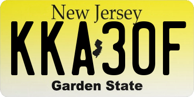 NJ license plate KKA30F