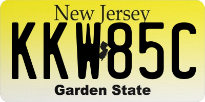NJ license plate KKW85C