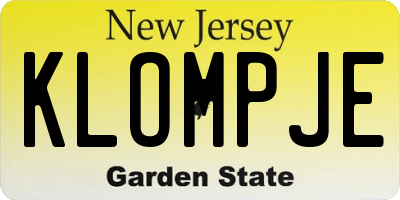 NJ license plate KLOMPJE