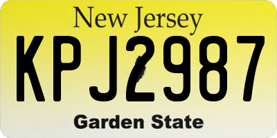 NJ license plate KPJ2987