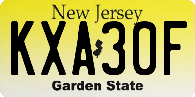 NJ license plate KXA30F