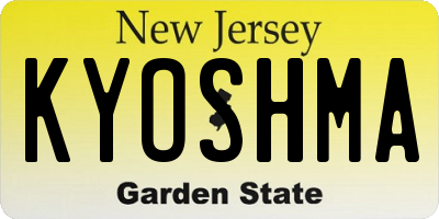 NJ license plate KYOSHMA